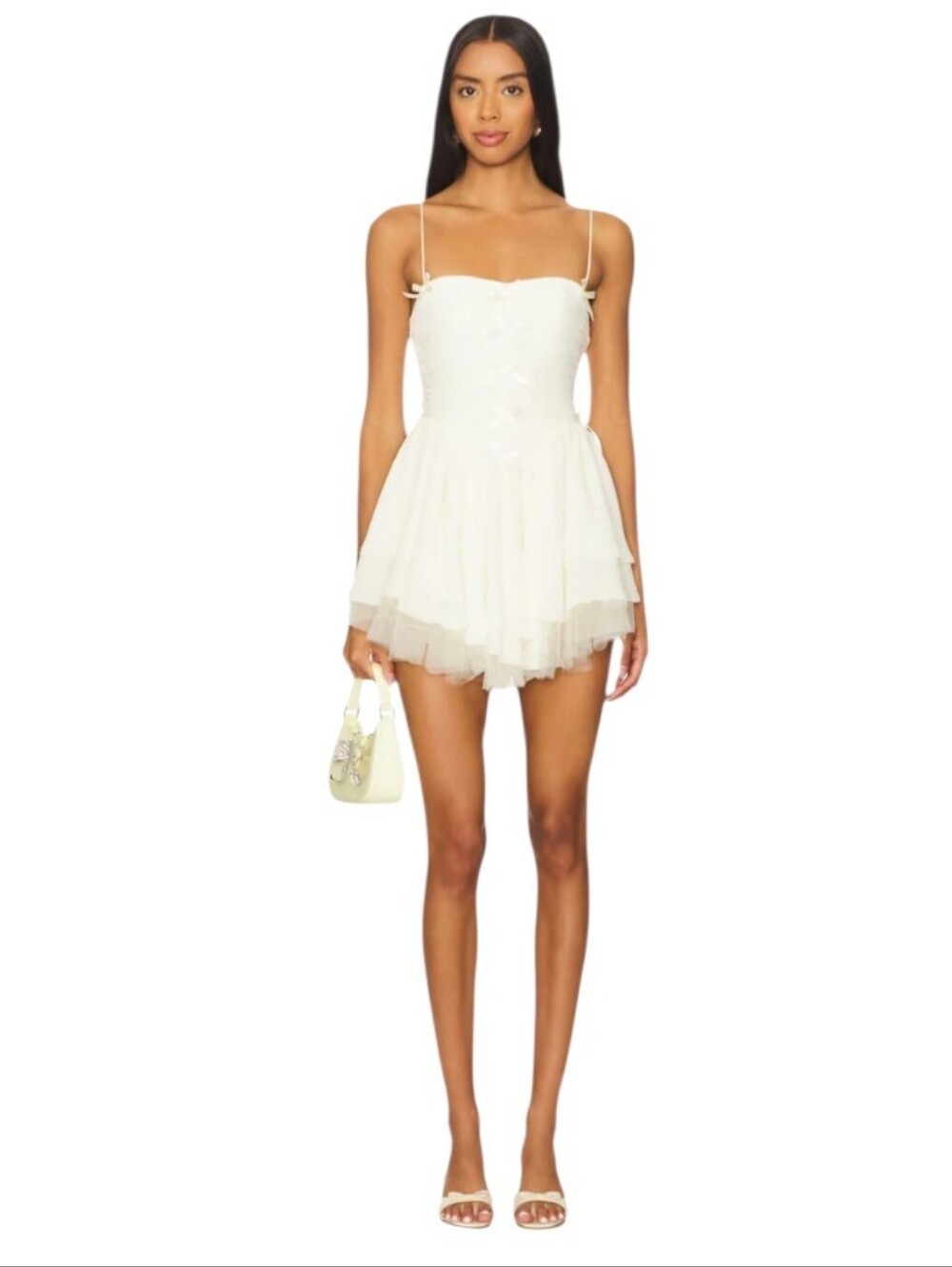 MAJORELLE Ivory Layered Tulle Mini Dress